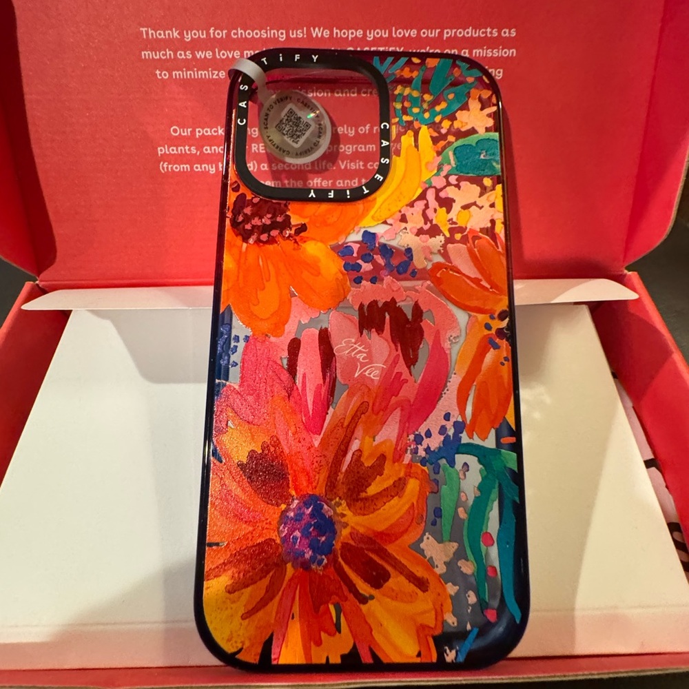 Casetify EttaVee Watercolor fleurs case. iPhone 15pro.New in box  originally$68